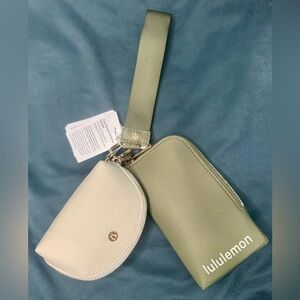 Lululemon Dual Pouch Wristlet in Olive and Beige